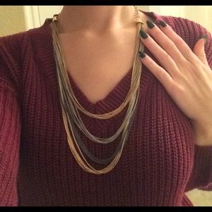 Gold, Silver & Slate 3 Tier Necklace